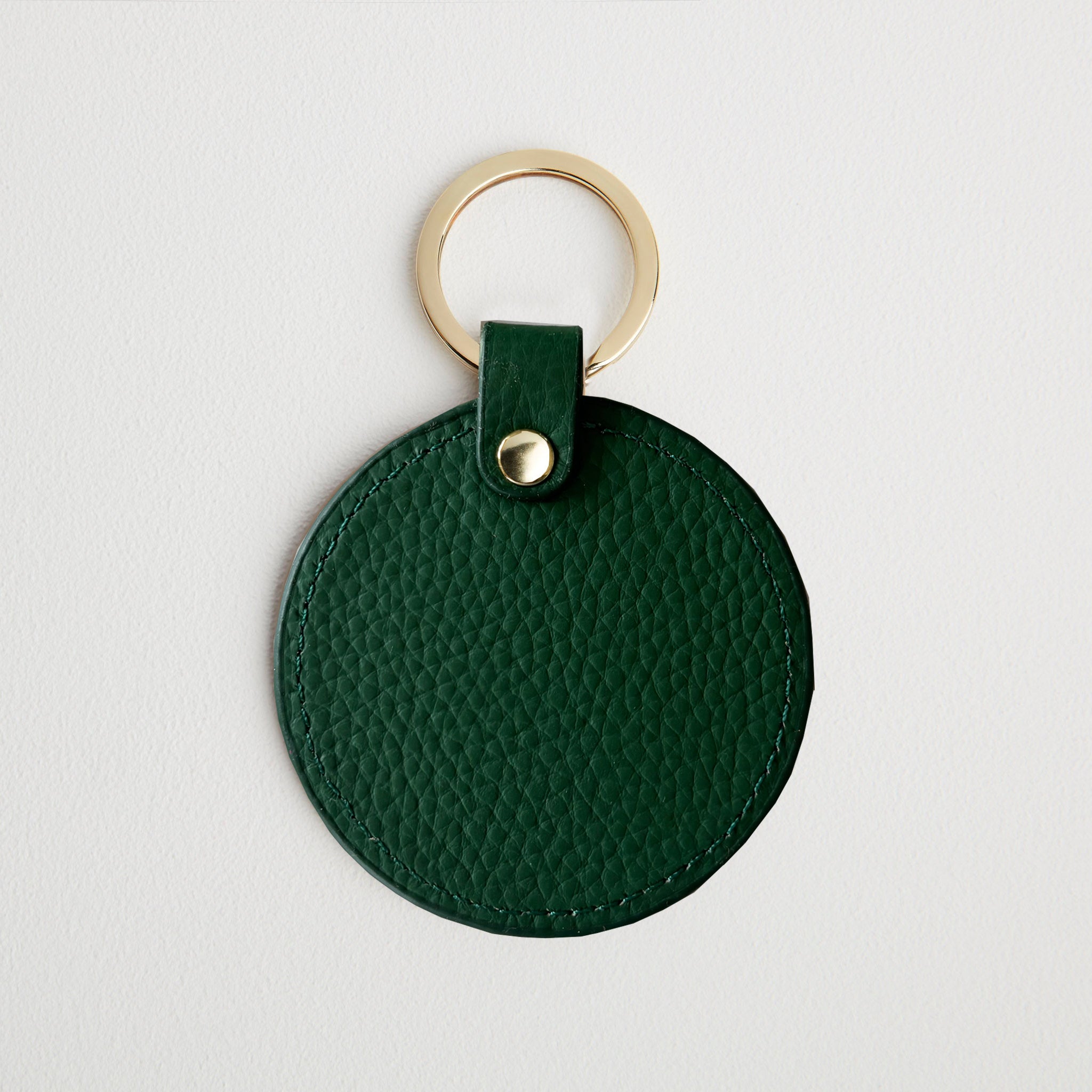 Leather Round Keyring - Gold Hardware