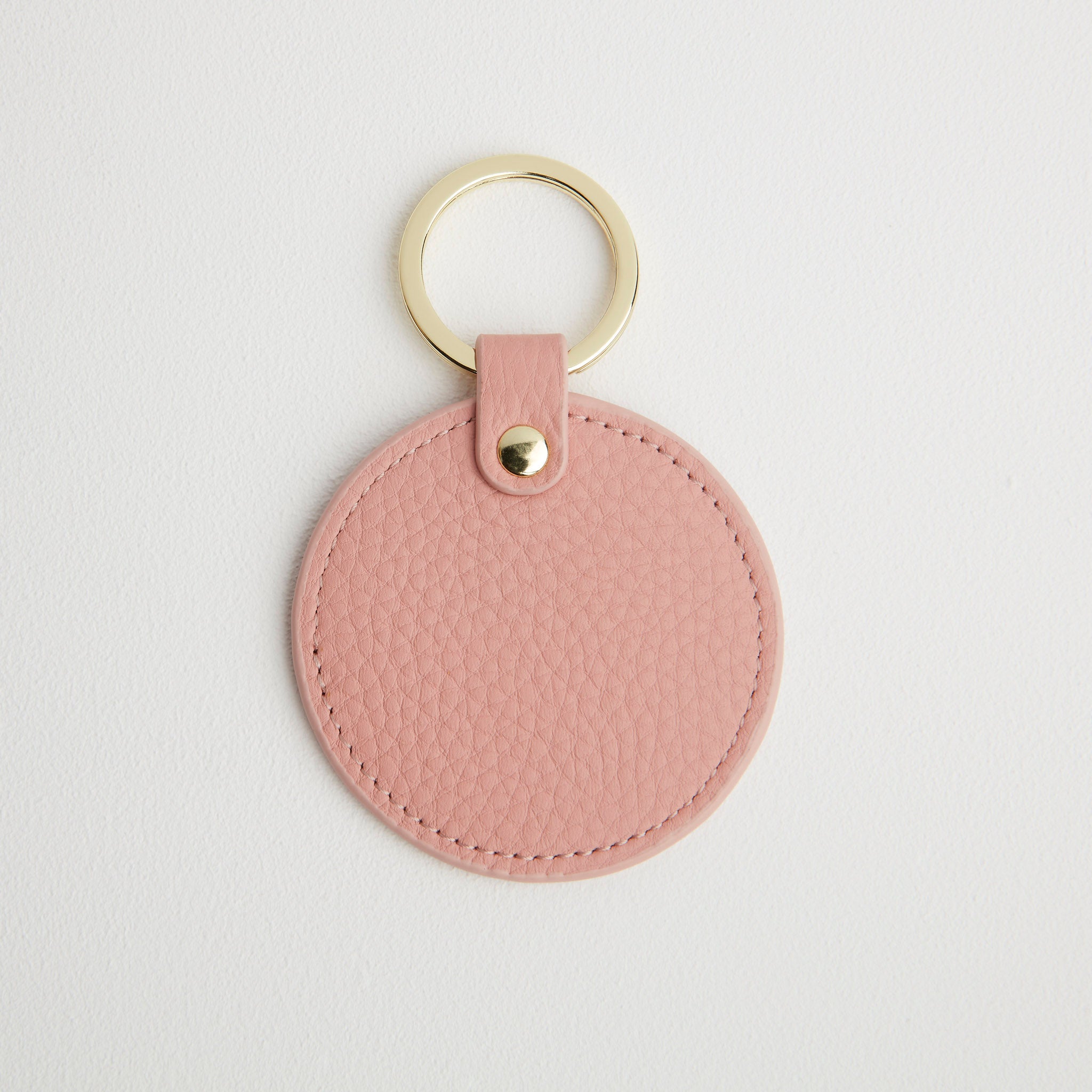 Leather Round Keyring - Gold Hardware
