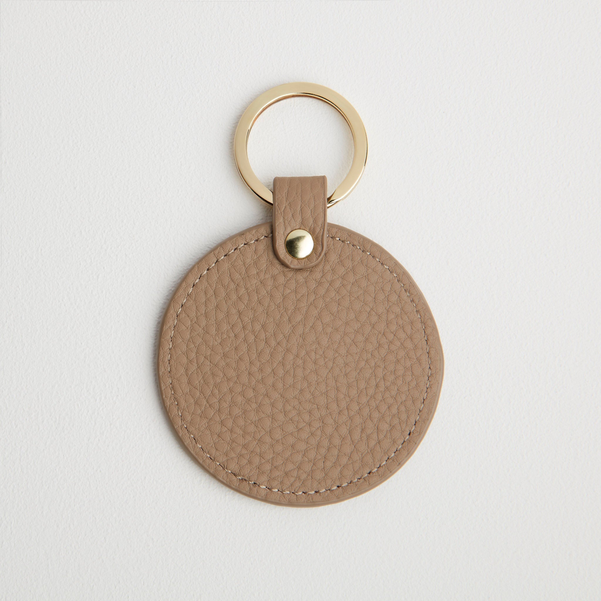Leather Round Keyring - Gold Hardware